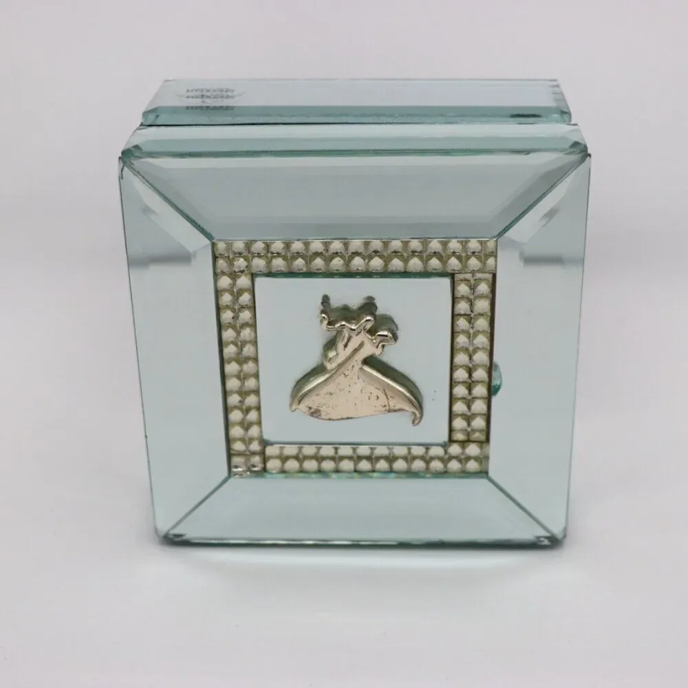 Sheridan jewelry box, delicate mirror glass decorative box with dancing figures